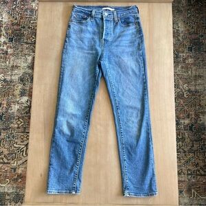 Levi’s Wedgie Straight Button Fly Blue Denim Jeans